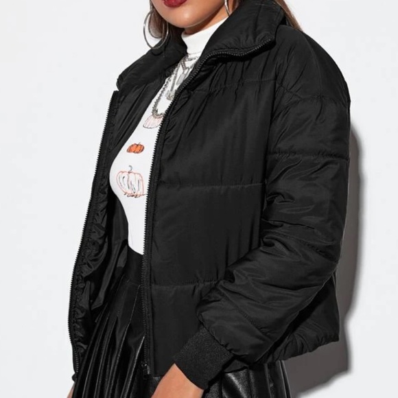 Quilted puffer zip up jacket winter black - Picture 2 of 3